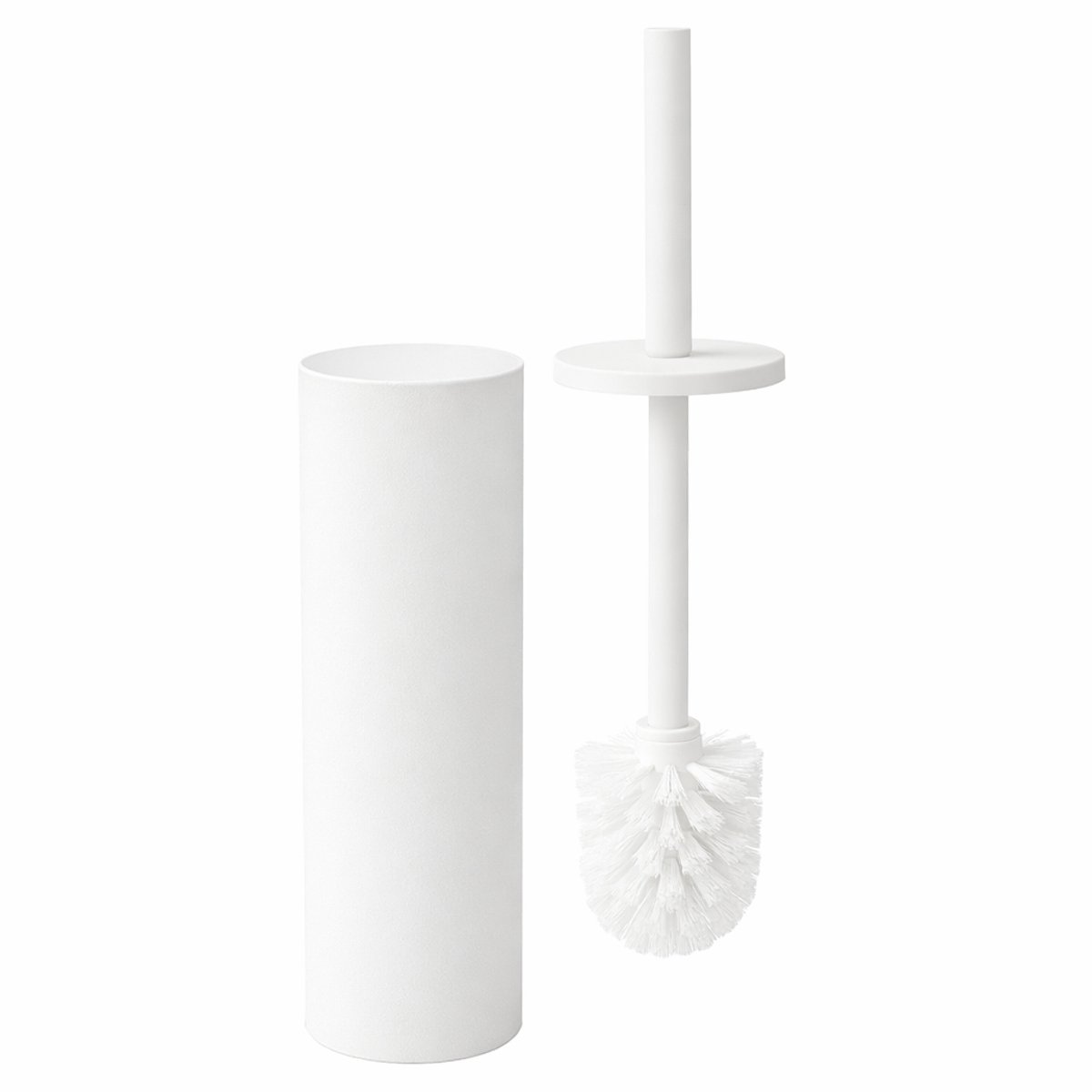 WC Borstel met Houder - Staand - Toiletborstel - Rond - hoog - Wit - Modern