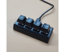 Mini mechanisch USB-toetsenbord met 4 rode schakelaars, Ctrl, C, V, Enter – Zwart