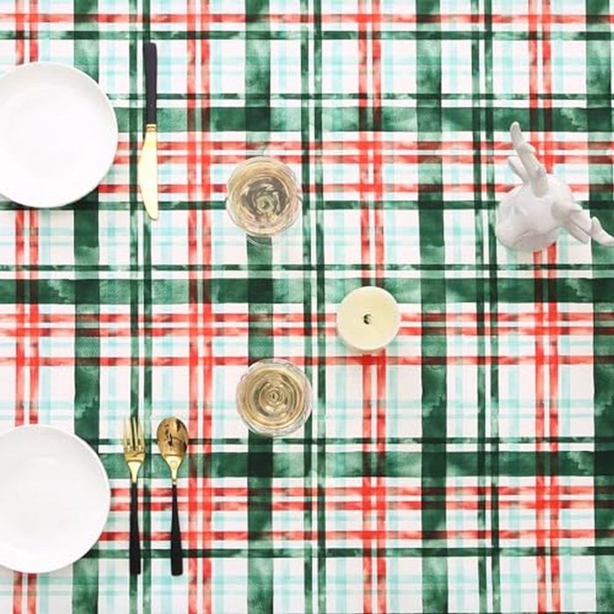Waterdicht Gingham Tafelkleed voor Kerst - Afveegbaar en Rechthoekig 137 x 187 cm