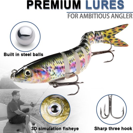 NAXSIR Multi-Jointed Lure, 13,4 cm, 18 g, met 6 haken, zinkend aas, 3 per doos van Merkloos — afbeelding 2