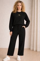 La Booty- zwarte dames luxe huispak - jogging set- trainingspak- sweat stof- lange broek- Premium SoftTouch katoen- maat L