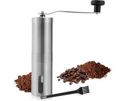 Handmatige koffiemolen - Handmolen van roestvrij staal met keramische bramen - Met verstelbare keramische conische bramen - Handmatig malen - Compact en draagbaar - Geschikt voor thuis, op kantoor of op reis
