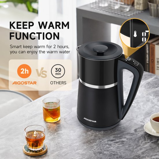 Aigostar Alva - Waterkoker - Met Temperatuurregeling - Warmhoudfunctie
