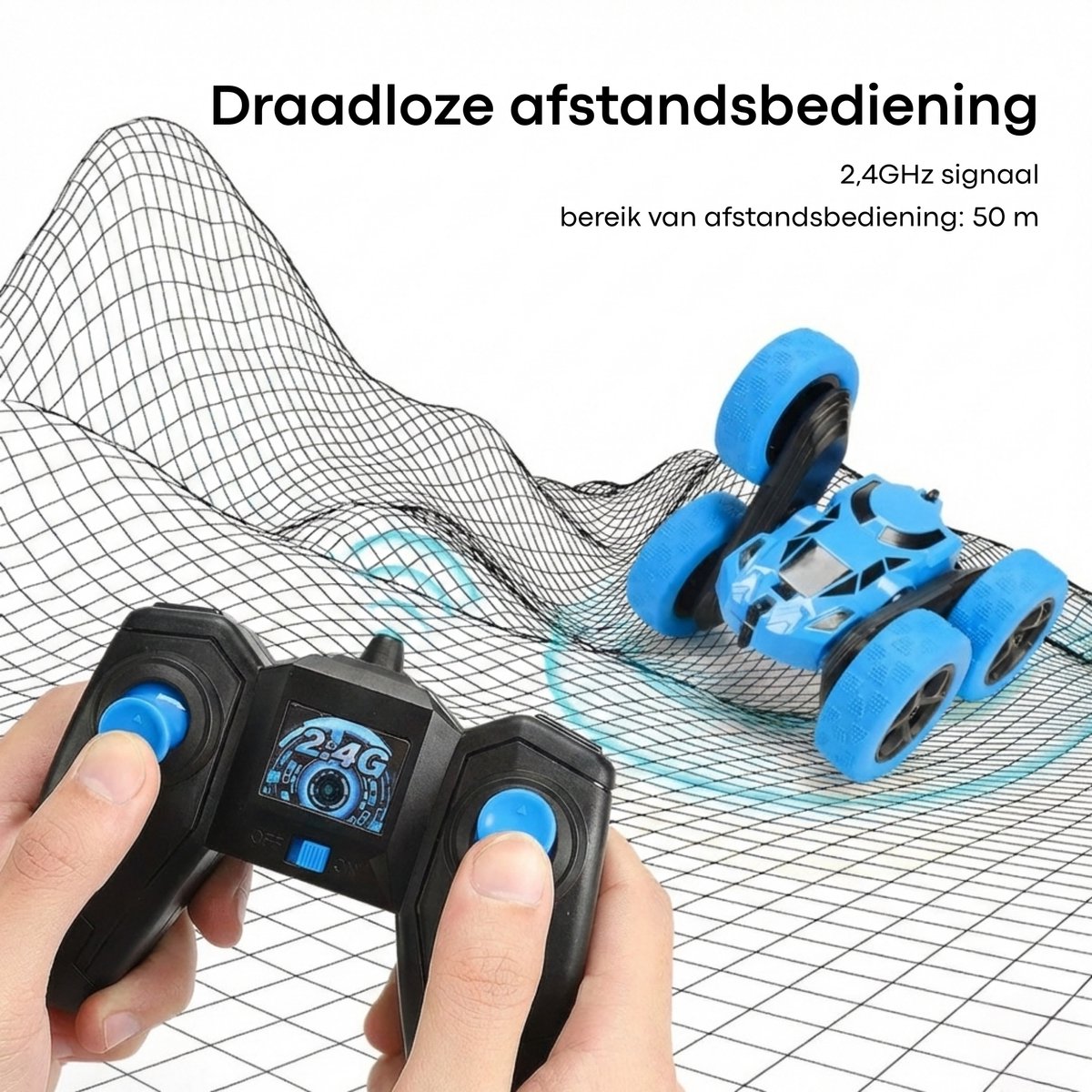 Nexar Bestuurbare Auto voor Jongens - RC Auto - Afstandsbestuurbare Stunt Auto - 360° Flip - LED Verlichting - Speelgoed voor Binnen & Buiten — afbeelding 3
