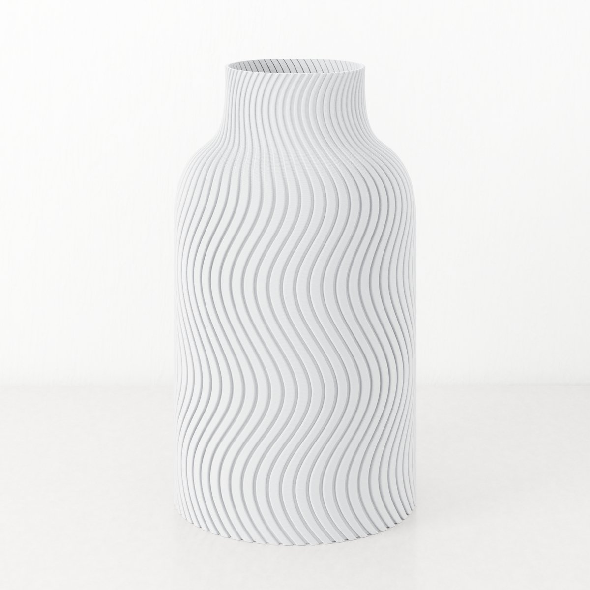 Fleuriek Vaas - Wit - H30cm - Japandi - Wavy patroon vaas - Design vaas van bio kunststof - Tafeldecoratie