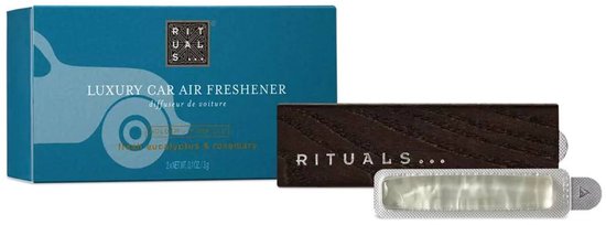 Rituals - Auto Parfum - 2x Auto Luchtverfrisser Refills 3 gram + 1x Houten Houder voor Luchtverfrisser - Ritual of Hammam - Autoparfum - Car Perfume - Refill - Navulling