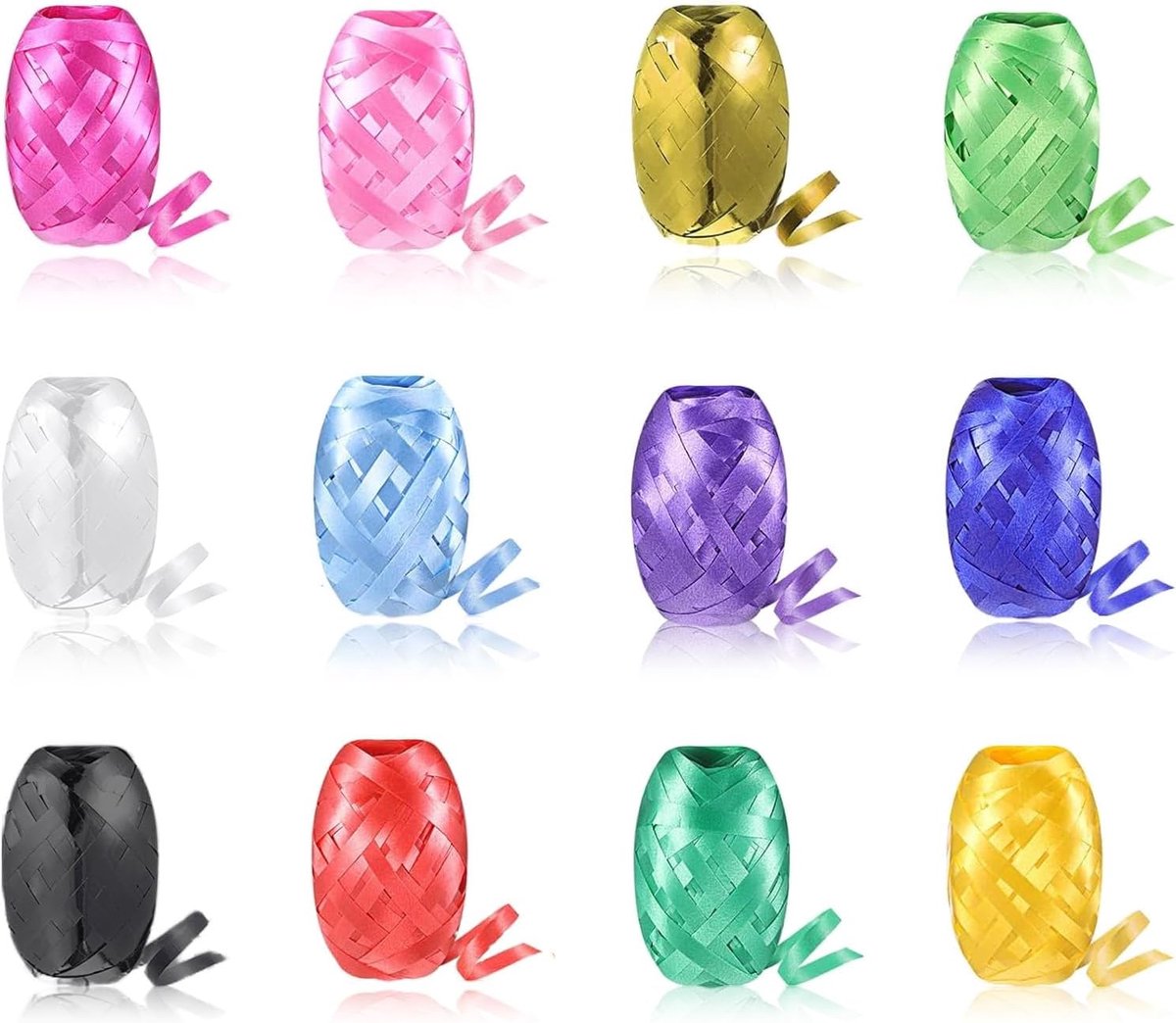 12 Stukken Cadeau Lint 5mm x 10m Rol Krullend Tape Set in Cadeauverpakking voor Bruiloft Decoratie - Ballonnen - Feest Decoratie