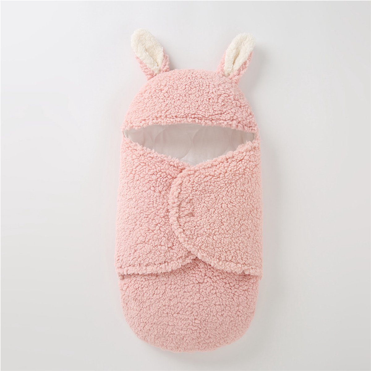 Zachte Newborn Wikkeldeken – 0-6 maanden – Fluffy Sherpa – Ademende Katoenen Voering – Warm & Veilig – Schattig Design – Machinewasbaar – Roze