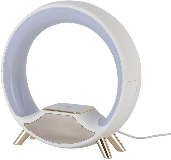 HOB Smart Wake Up Light in wit, platte led-lamp met display en draadloos laadvlak