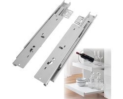 Famanu - Vloergeleiders volledig uittrekbaar 40 cm 40 kg, ondermontage met demping soft close, teles