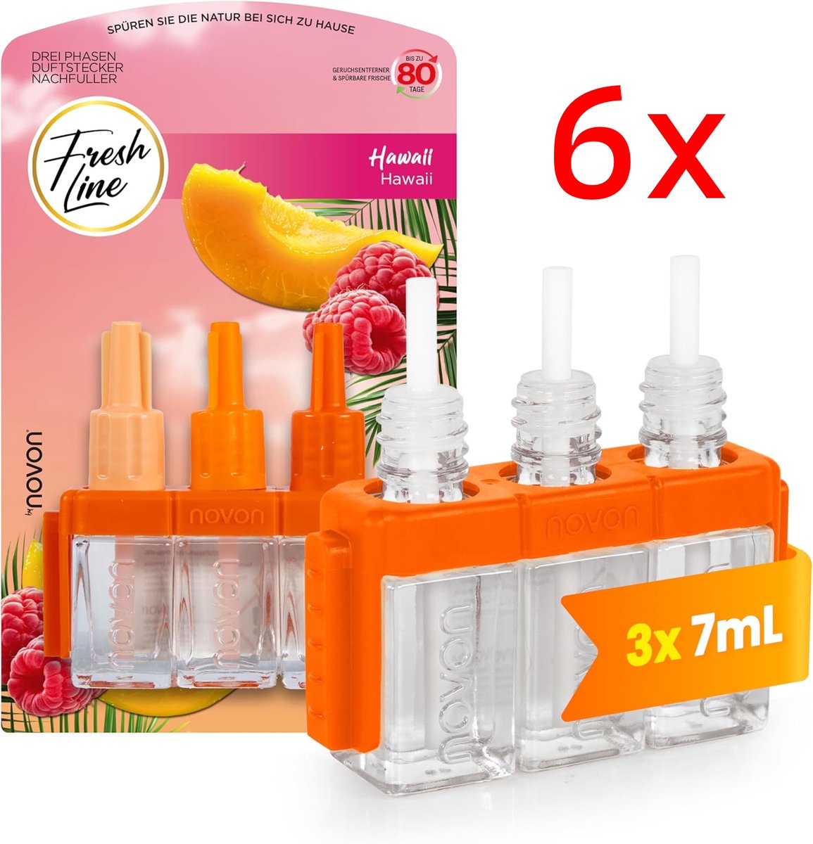 Fresh Line® - Luchtverfrisser Navullingen 6 stuks - Hawaii - Werkt met Ambi pur/Ferbreze 3VOLUTION