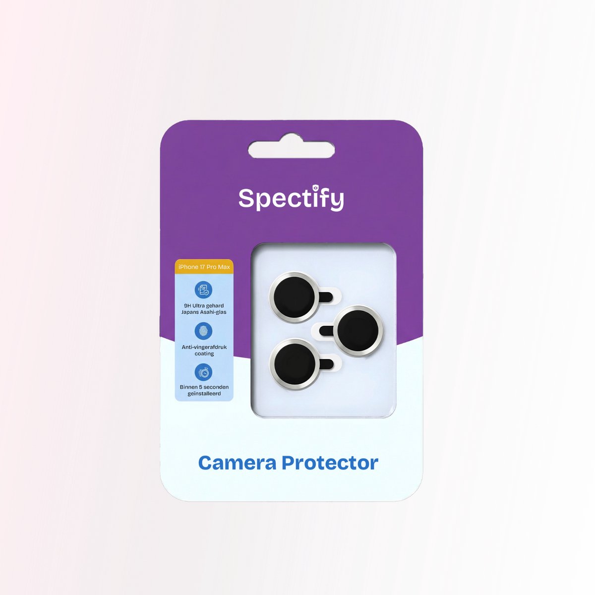 Camera protector iPhone 17 Pro Max Zilver - Beste kwaliteit - Japans Asahi Glas - Installatie binnen 5 seconden - Camera Beschermer