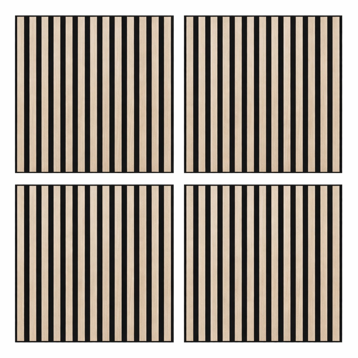 Set van 4 Decoratieve Wandpanelen 60 x 60 cm – MDF Wanddecoratie Lichtbruin Houtlook met Z