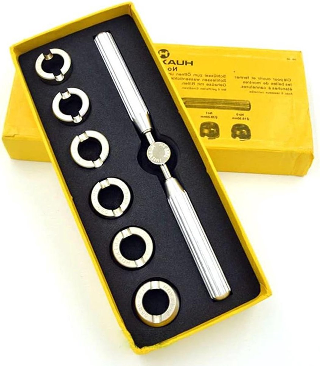 Allecto- Horloge Case Opener - Horloge Reparatie Tool - Precisie - Hand Held - Horlogemaker - Schroef Kit - Case Opener Dichter Remover - Geschikt voor Horloges - 7Pcs - Zwart