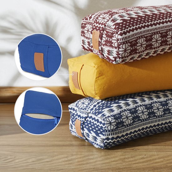 #DoYourYoga - Hoekig Yoga bolster - »Paravati« - Meditatiekussen met bio-organische boekweit schalen vulling - L67 cm & diam.13 cm - marineblauw van #DoYourYoga — afbeelding 3