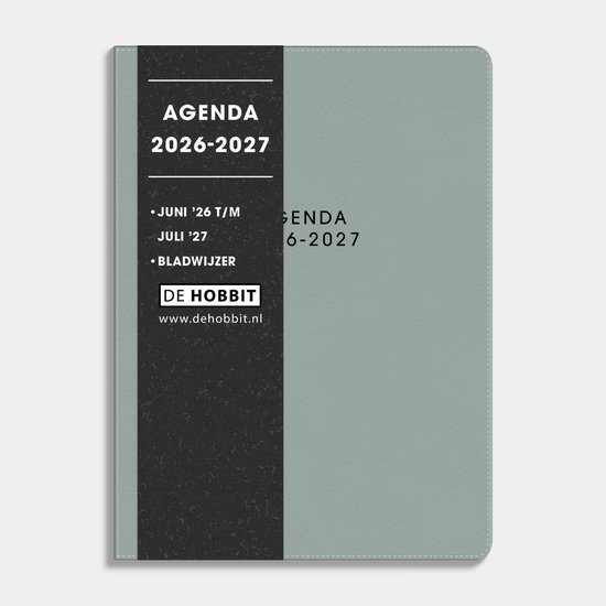 Hobbit - Pocket Agenda 2026-2027 - 1 week op 2 pagina's - Flexibele Kaft - Agenda A6 (14,2 x 10,5 cm) - Washed Kraft Lederlook Aqua