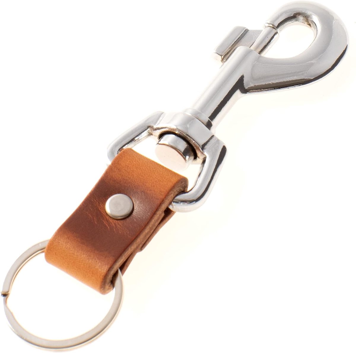 Imperatoris - Leren Sleutelhanger - Keychain met Sleutelring - Geschikt voor Autosleutel & Fiets - Duurzaam en Stijlvol - 1 Stuk - Karabijnhaak Bruin