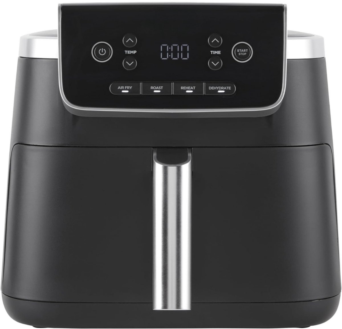 Airfryer enkele Lade - 4-in-1 Airfryer - Roosteren, Opwarmen, Drogen - Voor 1-2 Porties, Digitaal, Voor Bevroren Voedsel - Anti-aanbak Lade & Mandje - 2000W