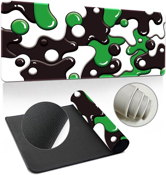 Extra grote gaming muismat, bureaumat, professionele handgemaakte muismat, antislip rubberen onderkant, gestikte rand, geschikt voor desktop gaming, laptops en desktopcomputers, 80x30 cm, kleur-11