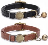 2 pièces de collier pour chat en cuir avec clochette, collier doux pour chat avec fermeture de sécurité, colliers pour chats, chatons, chiots