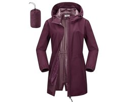 Outdoor Ventures Waterdichte regenjas voor dames, lange windbreaker, overgangsjas, licht, ademend, outdoorjas, regenjas, regenparka met capuchon