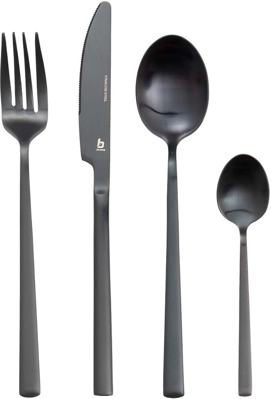 Bo-Camp Industrieel Bestekset Ballona 16-delig – 4 Personen – Zwart