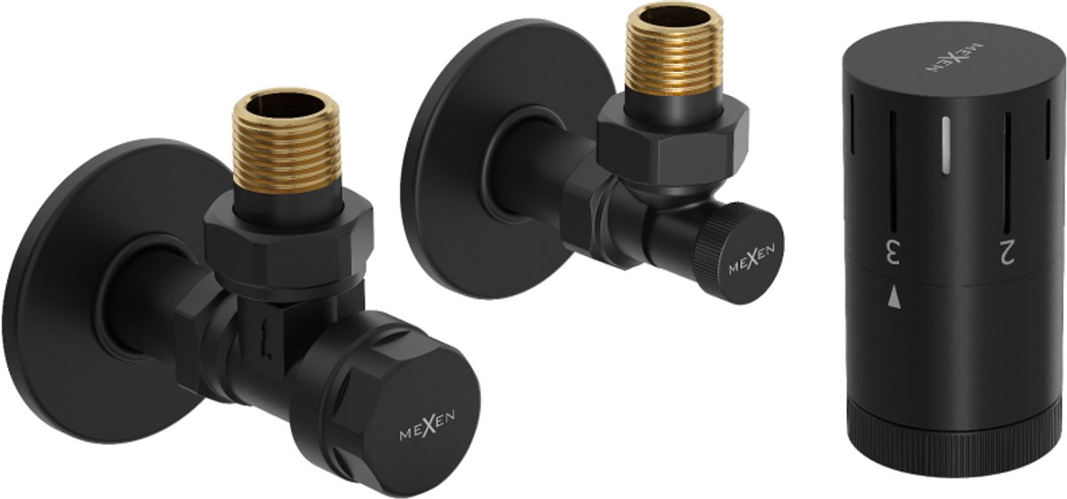 Mexen G05 thermostatische hoekset met rozet R, zwart - W901-958-904-70