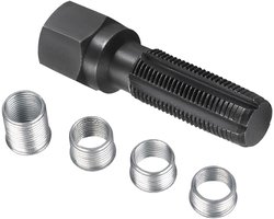 14 mm cilindrische kop schroefdraadreparatieset, M14 x 1.25 automotive koolstofstalen bougieschroefdraad reparatieset, inclusief tap en 4 schroefdraadinzetstukken.