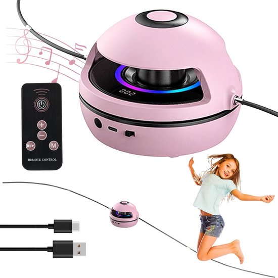 Springtouw - Automatische Springtouwmachine - Elektrisch LED Springtouw - Bluetooth Speaker & 10 Snelheden - Roze - 1200mAh Oplaadbaar - Voor Kinderen & Volwassenen - Thuis Fitness & Trainingsapparaat