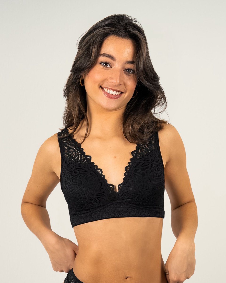 Moodies menstruatie ondergoed - Bralette lace - maat M - Zwart