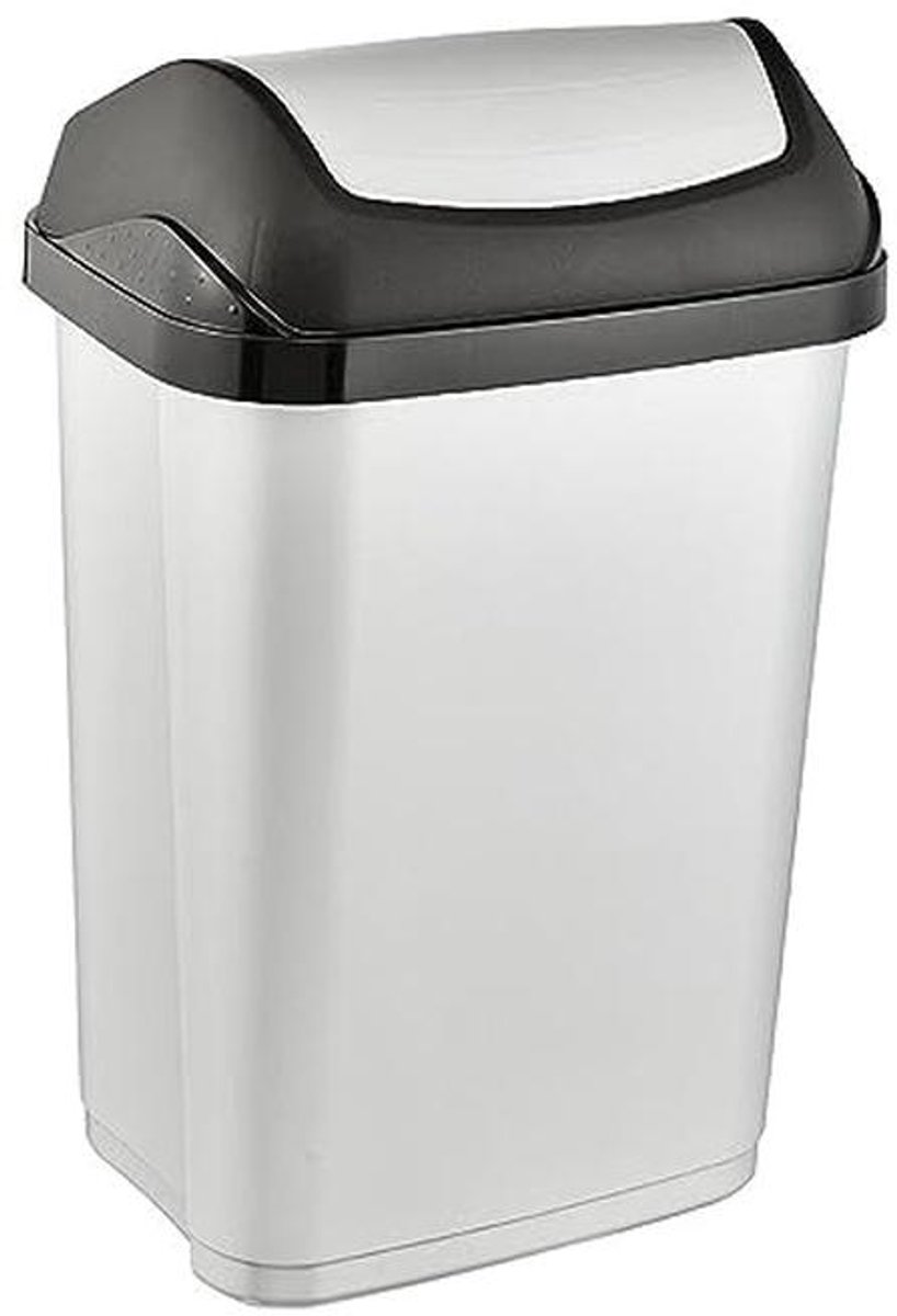 Praktische afvalbak met swingdeksel - 25L, zilver