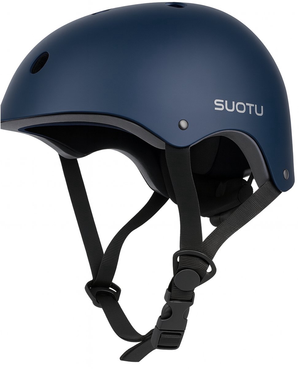 Suotu Verstelbare Skatehelm Fietshelm Skateboard Scooter BMX Helm Blauw