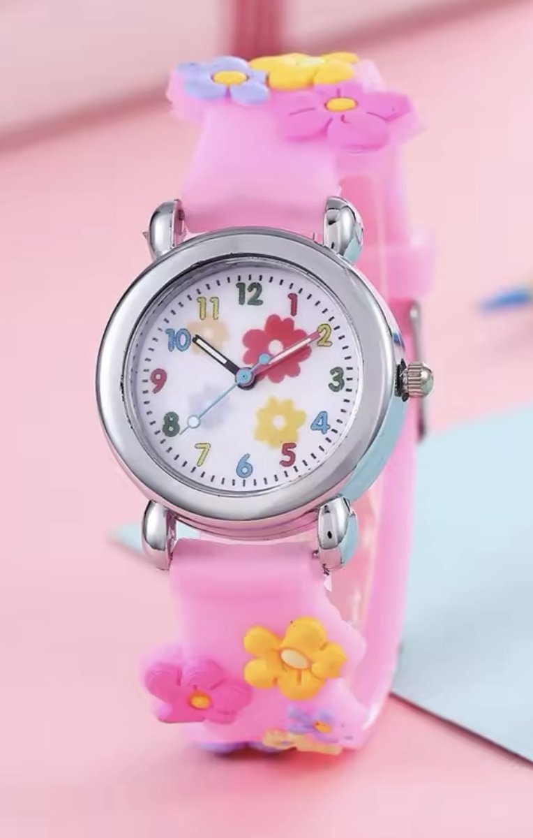 12Getit Bloem horloge roze siliconen band