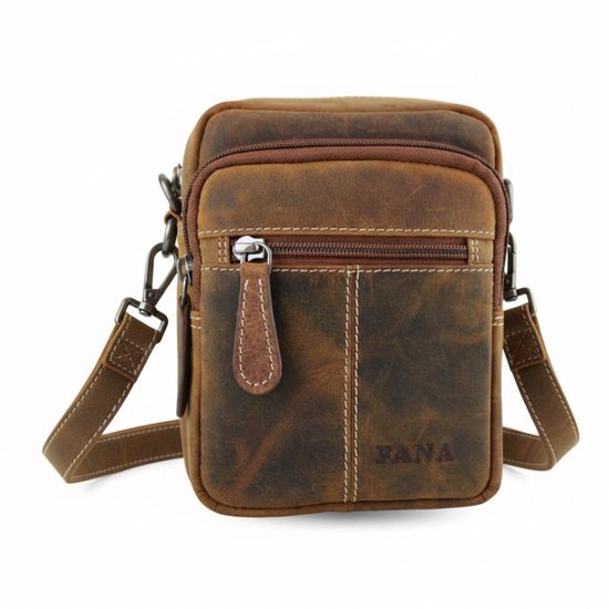 Riemtasje Leer Staand Buffelleer - Heren Schoudertas Klein - Leren riem tas incl. Schouderband