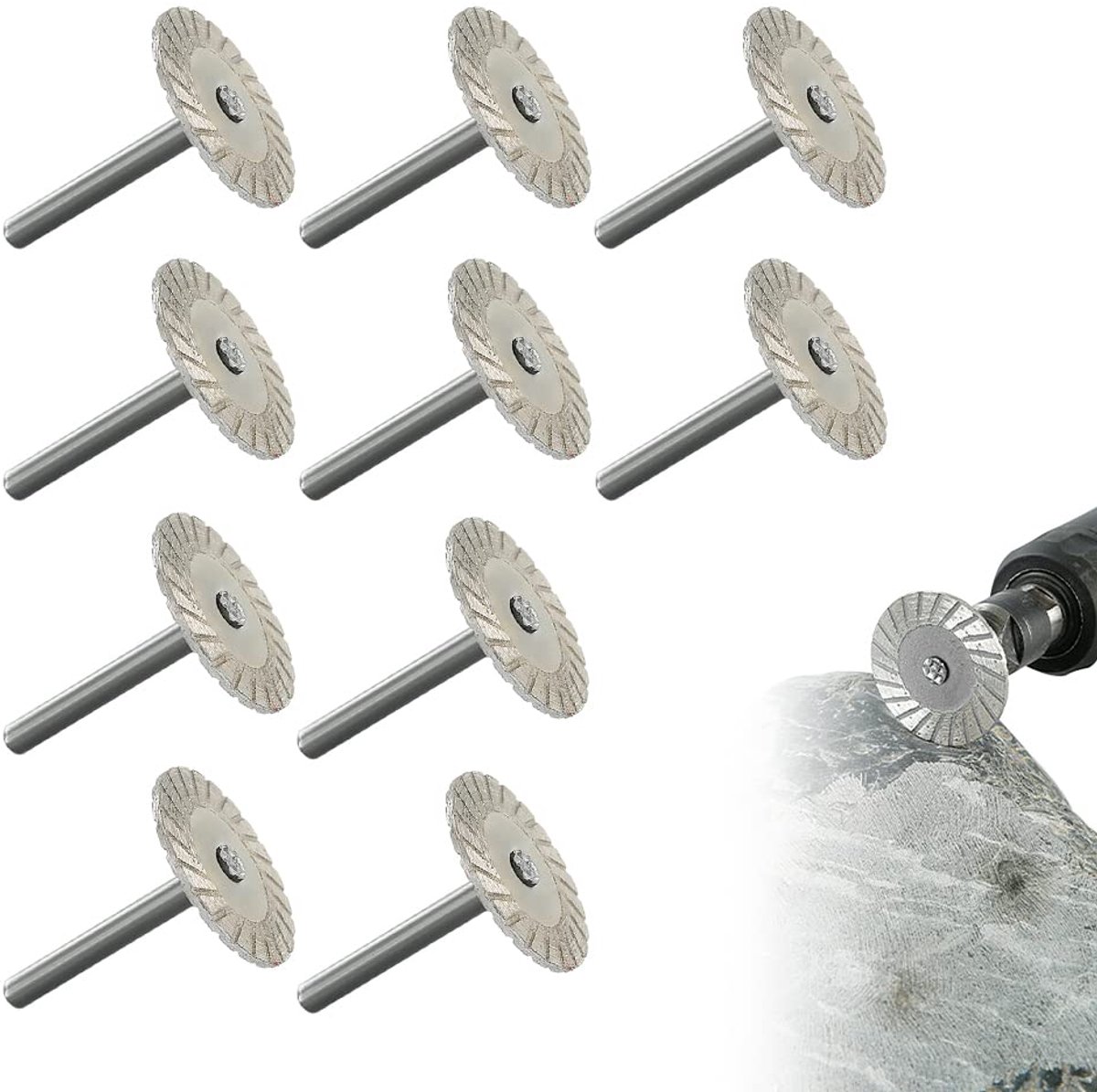 10-bladig 40 mm steensnijzaagblad, diamantturbine mini-snijzaagblad geschikt voor graniet, marmer en keramische tegels (scherp type).