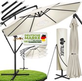 tillvex Parasol Ø 300 cm met zwengel + hoes + windbescherming | Zweefparasol met standaard | Tuinscherm UV-bescherming | Aluminium Zonnescherm | Waterdicht Marktscherm
