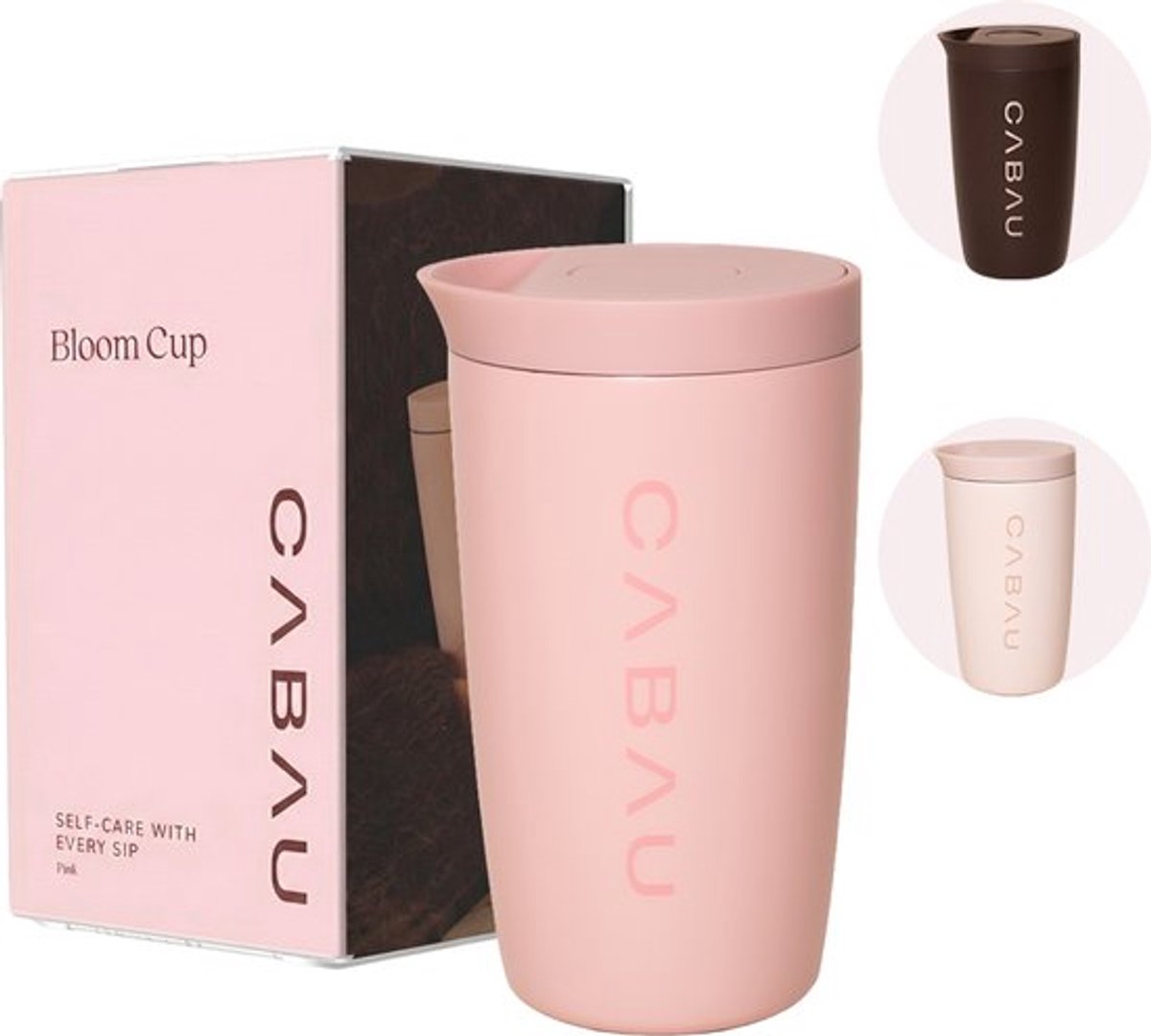 Cabau - Bloom Cup - Thermobeker - 360 ml - Soft Pink - Dubbelwandig RVS