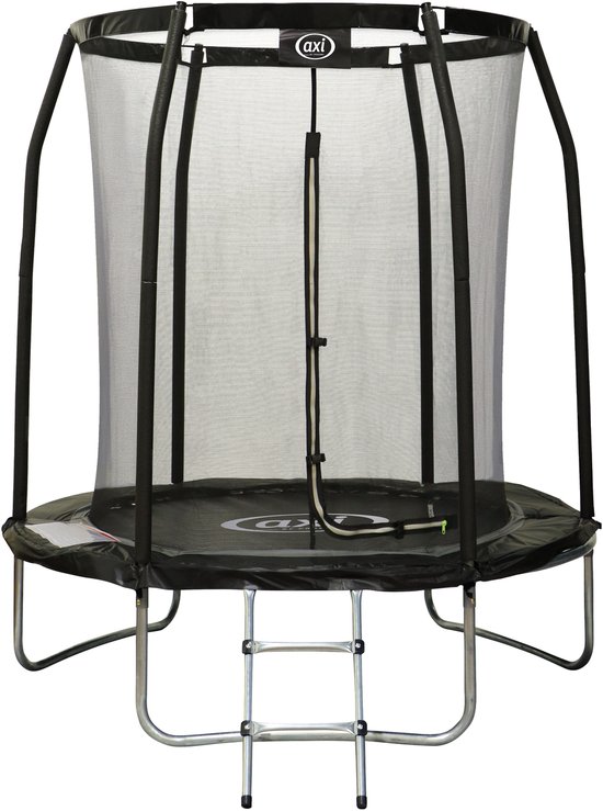 AXI Houston Trampoline - Ø 180 cm – Zwart – Met Ladder en Veiligheidsnet – Onground – Met Beschermrand – Buitenspeelgoed – Vanaf 3 jaar