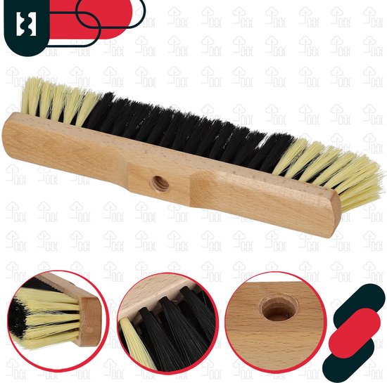 KOTARBAU® Straatbezem, Zonder Steel, Hout, 35 cm, Bruin, Nylon Borstels, Veegbezem, Buitenbezem, Tuinbezem, voor Binnen en Buiten, Ergonomisch Ontwerp van KOTARBAU — afbeelding 2