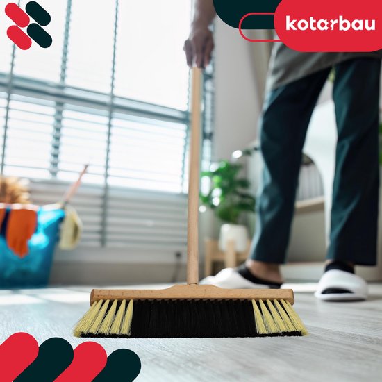KOTARBAU® Straatbezem, Zonder Steel, Hout, 35 cm, Bruin, Nylon Borstels, Veegbezem, Buitenbezem, Tuinbezem, voor Binnen en Buiten, Ergonomisch Ontwerp van KOTARBAU — afbeelding 5