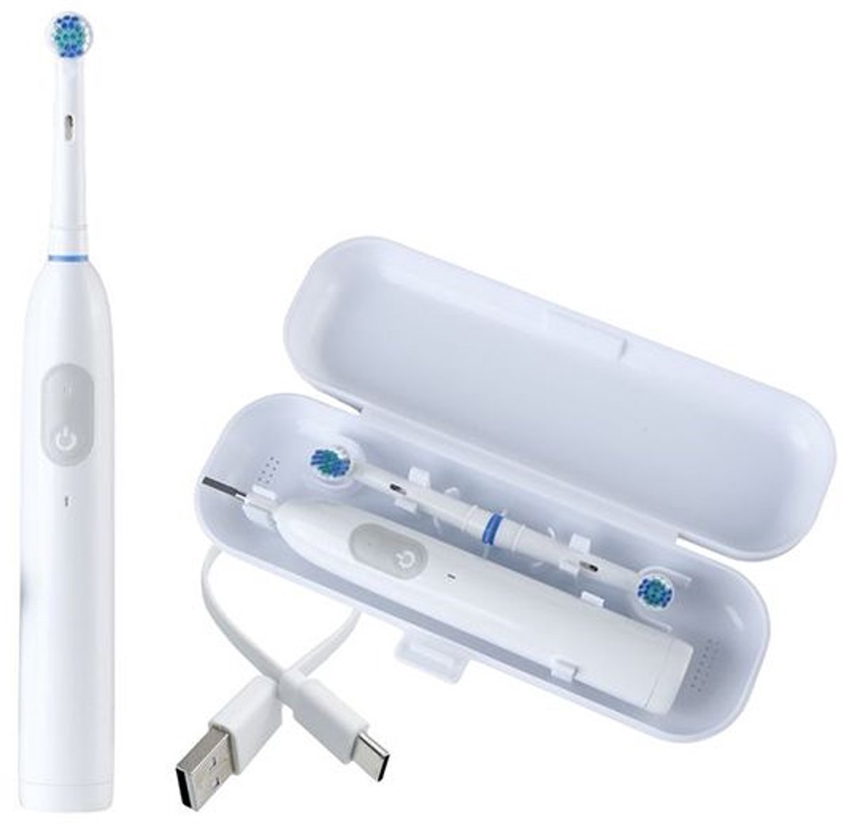 Nexxt Elektrische Tandenborstel - 3 Standen - IPX7 Waterdicht - Oplaadbaar via USB-C - Met Reisetui - Wit