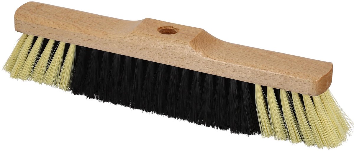 KOTARBAU® Straatbezem, Zonder Steel, Hout, 35 cm, Bruin, Nylon Borstels, Veegbezem, Buitenbezem, Tuinbezem, voor Binnen en Buiten, Ergonomisch Ontwerp