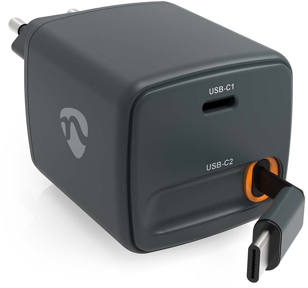 Nedis 30W Oplader - USB-C Power Adapter - GaN Snellader - 0.75m - Zwart