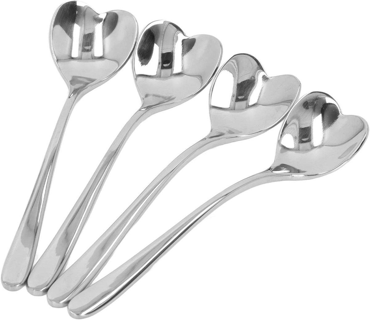 RVS Koffielepel Set van 4 - Hartvormige Lepels voor Thee, Koffie, IJs en Dessert