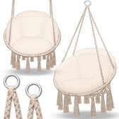 tillvex Hangstoel 150 kg met 2 stalen ringen | Hangstoel voor binnen en buiten | Weerbestendig, schommelmand met kussen | Voor woon- en tuin