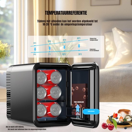 SCH® Mini Koelkast - Koelkast- Zwart- ‎30cm x 23cm x 30cm — afbeelding 5