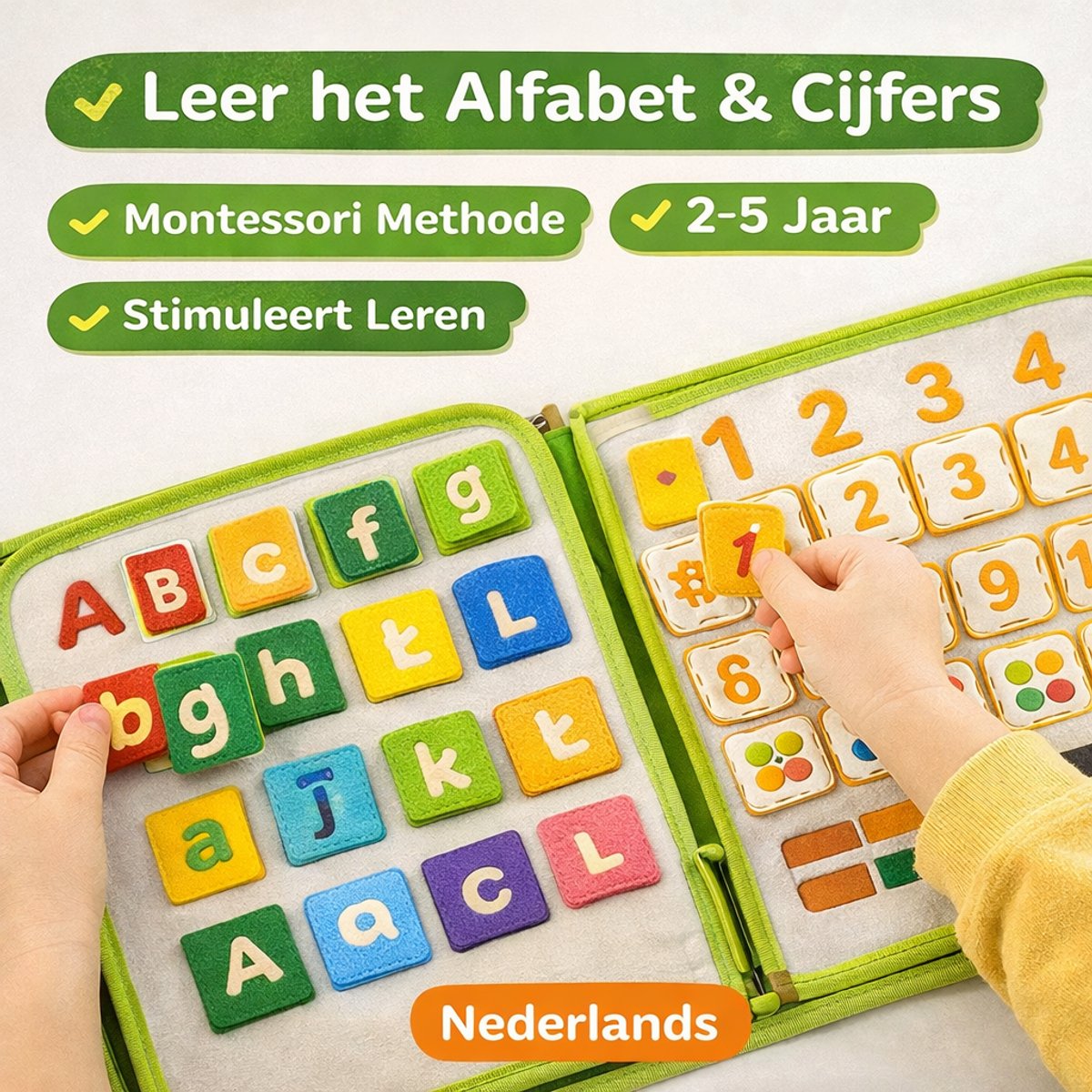 Montessori Activiteiten Boek - Nederlands - Busy Board - Perfect voor op Vakantie - 8-pagina's - Klok lezen - Activiteitenboek - Educatief Speelgoed - Dieren Groen - Leeftijd 2 - 4 Jaar — afbeelding 9