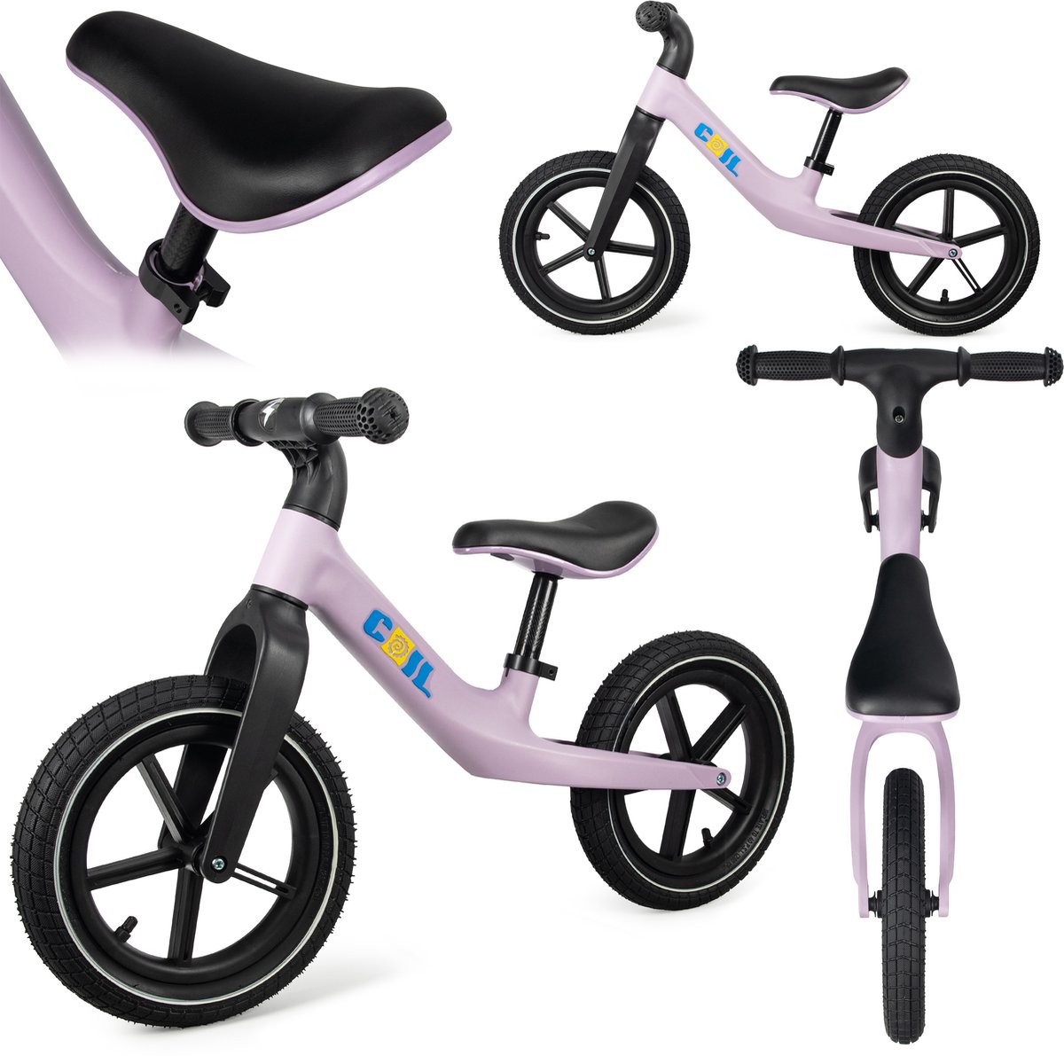 COIL Loopfiets voor kinderen van 2-5 jaar | Lichtgewicht frame | Verstelbaar zadel | 12 inch wielen | Paars