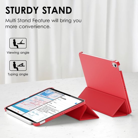 Casemania Stylus en Hoes Geschikt voor Apple iPad 2025 (A16) - Crimson Rood - Universeel Stylus Pen - Smart Cover met Pencil Slot Uitsparing — afbeelding 2
