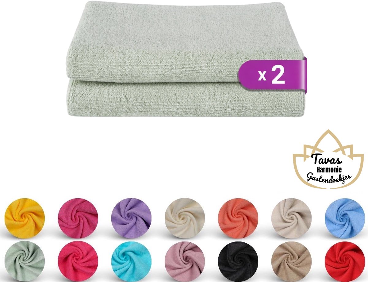 Tavas Harmonie Gastendoekjes 30x50 cm Mint groen Set van 2 100% Katoen Gastenhanddoek Rechthoek Handdoek Keuken Hotelkwaliteit Gastendoek